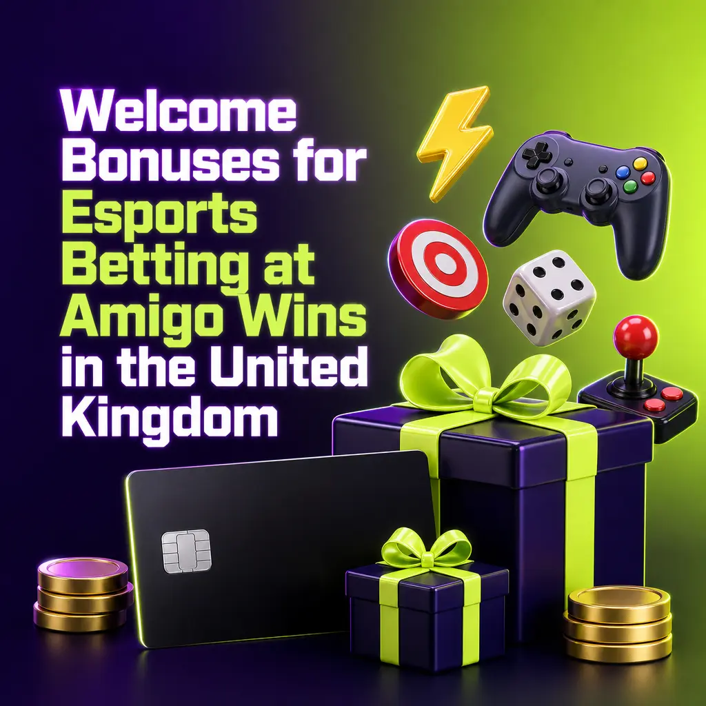 Amigo Wins UK welcome bonuses: 375% casino bonus up to €3,000 or 150% sports and esports bonus up to €1,000.